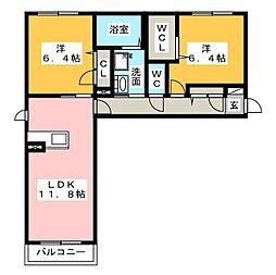 グランシャリオセイワ2 2LDKの間取図画像