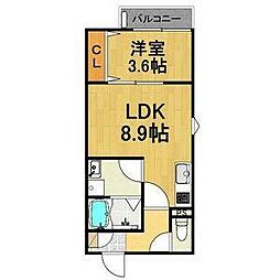 LECOCON弥富III 1LDKの間取図画像