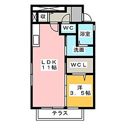 ローズコート佐藤 1LDKの間取図画像