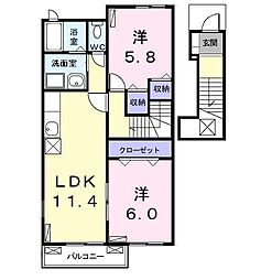 ブラン・ルピナスB 2LDKの間取図画像