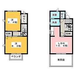 フォンテーヌ・ブローB棟 2LDKの間取図画像