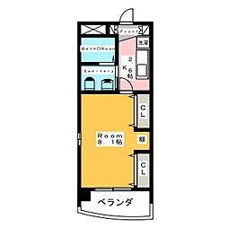 プロミネント弥富2 1Kの間取図画像