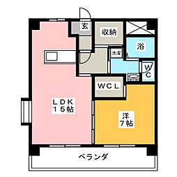 パレス佐藤2 1LDKの間取図画像