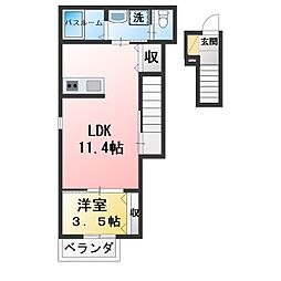 ADAN弥富駅前 1LDKの間取図画像