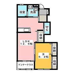 フォーティーンヒルズ2 1LDKの間取図画像