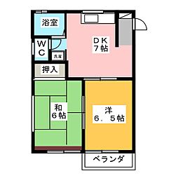 グリーンパストラル2 2DKの間取図画像