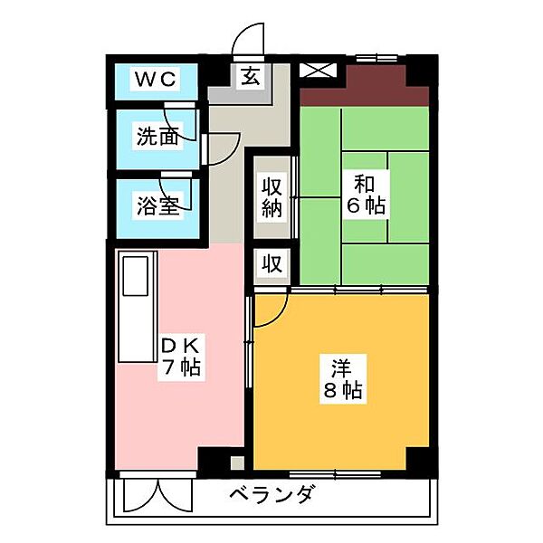 コーポ静岡二番町 ｜静岡県静岡市葵区二番町(賃貸マンション2DK・2階・51.03㎡)の写真 その2