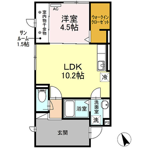 サイクルメゾン大工町 ｜静岡県静岡市葵区大工町(賃貸マンション1LDK・2階・46.47㎡)の写真 その2