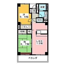 ル・ボア平喜 2LDKの間取図画像