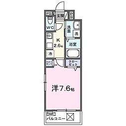 プルミエショコラ 1Kの間取図画像