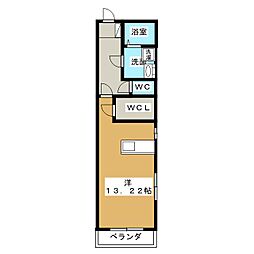 イーダッシュ梅屋町2 ワンルームの間取図画像