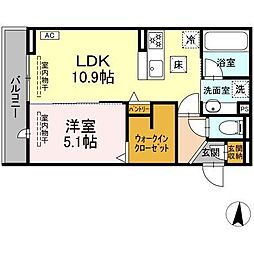 静岡市葵区若松町アパート 1LDKの間取図画像