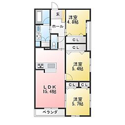 グランスタジオ安西 3LDKの間取図画像