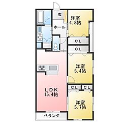 グランスタジオ安西 3LDKの間取図画像