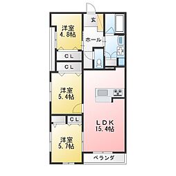 グランスタジオ安西 3LDKの間取図画像