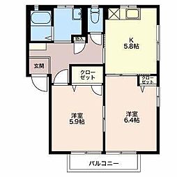 アネックスビィ 2Kの間取図画像