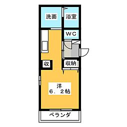 グラントータス川辺町 ワンルームの間取図画像