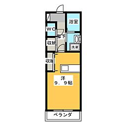 グラントータス川辺町 ワンルームの間取図画像
