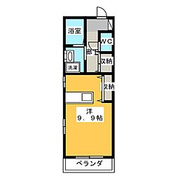 グラントータス川辺町 ワンルームの間取図画像