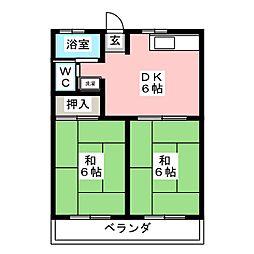 フォーブル建穂A 2DKの間取図画像