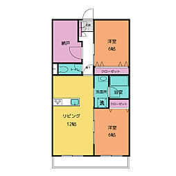 AIRLIX大岩 2SLDKの間取図画像