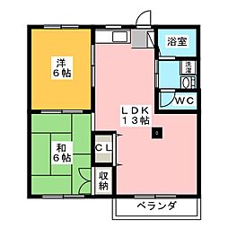 サンピュア昭府 2LDKの間取図画像