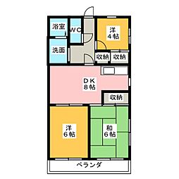 グランドパレス白鳥 3DKの間取図画像