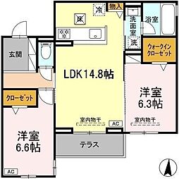 DCREST安東1丁目 2LDKの間取図画像