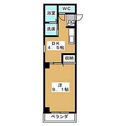 ル・レーヴ安西 1DKの間取図画像