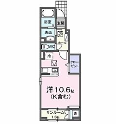 エナールS1 ワンルームの間取図画像