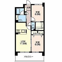 ロイヤルコート籠上A棟 2LDKの間取図画像