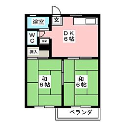 フォーブル建穂A 2DKの間取図画像