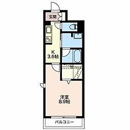 リシアンサス 1Kの間取図画像