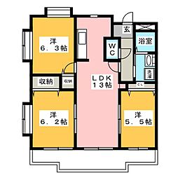 シャトーグランデ 3LDKの間取図画像