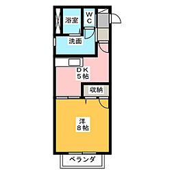 ボナール池ヶ谷 1DKの間取図画像