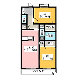 アルトソレイユ 2LDKの間取図画像