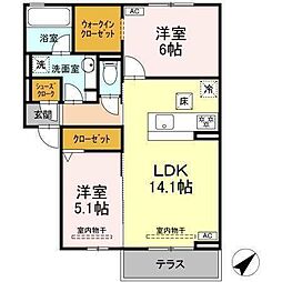 恵比寿の森 2LDKの間取図画像