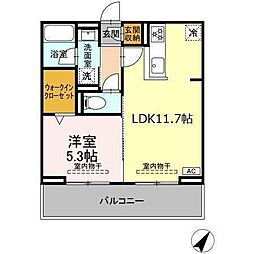 セレーナ東静岡 1LDKの間取図画像