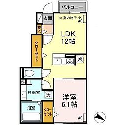 レナシード 1LDKの間取図画像