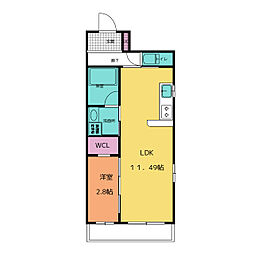 イーダッシュ宮ケ崎町 1LDKの間取図画像