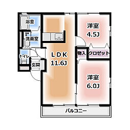 紅葉 2LDKの間取図画像