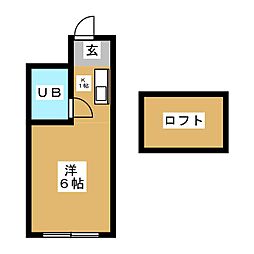 エステハイツ富士見台A 1Kの間取図画像