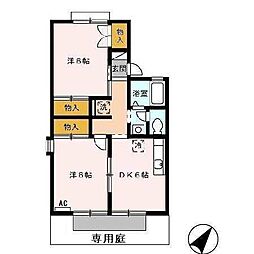セジュール鈴和 2DKの間取図画像