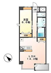 アトラース東静岡 1LDKの間取図画像
