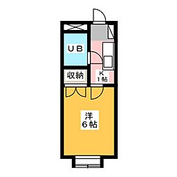 ハイツ亜巣美 1Kの間取図画像
