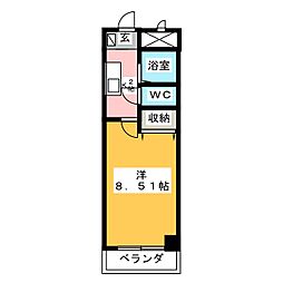 服部園ビル 1Kの間取図画像