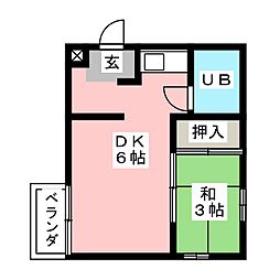 シティテラス春日 1DKの間取図画像