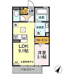 フロレゾン 1LDKの間取図画像