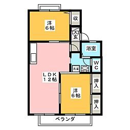 セジュール秋桜B 2LDKの間取図画像