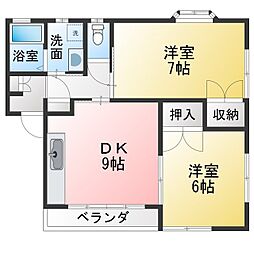 3フラッツ 2DKの間取図画像